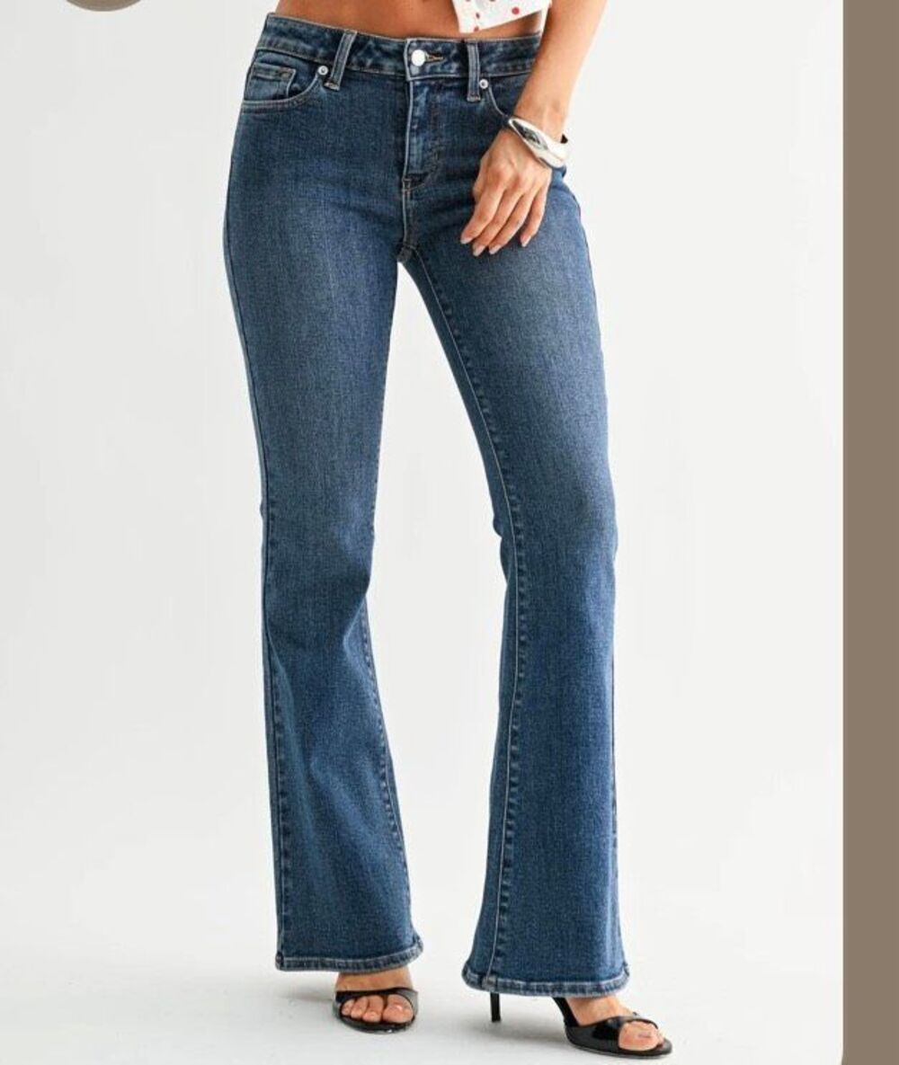 JUST USA Dark Rinse Hip hugger Midrise Flare Jeans-Plus Size 25